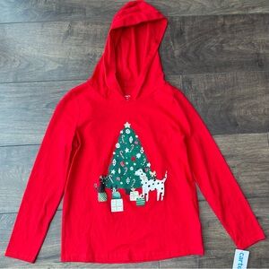 Carter’s NWT Christmas Tree Red Hooded Long Sleeve Tee - Size 12 A - 100% Cotton